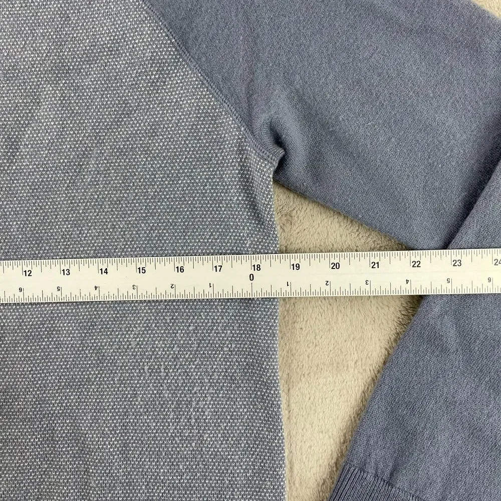 VINCE Birdseye Crewneck Sweater Men Small Blue Wool Cashmere‎ Blend Designer LS